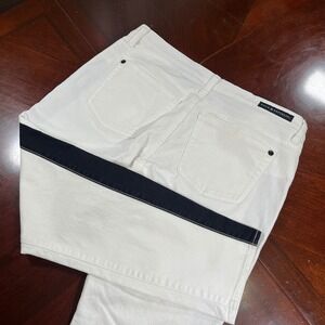 Rock & Republic Carnivale White Tuxedo Stripe Cropped Jeans Women 16 R210594 EUC